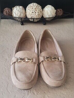 Size 9.5 CVISTPIEO Faux Suede Gold Accent Slip On Casual Men Loafers